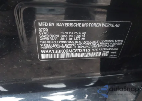2021 BMW M550I xDrive z USA, uszkodzony, nr VIN WBA13BK09MCF03910